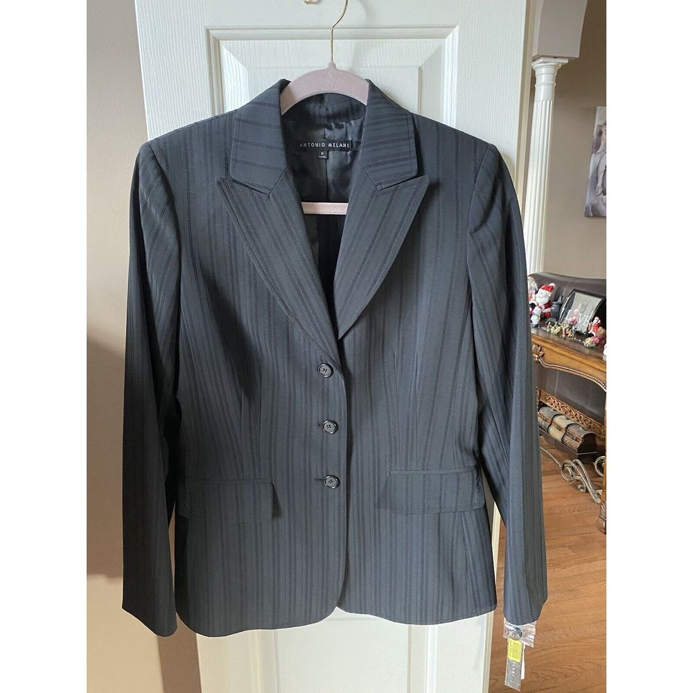 Antonio Melani Lined Gray Pinstripe Women's Suit Jacket Size 6 NWT‎